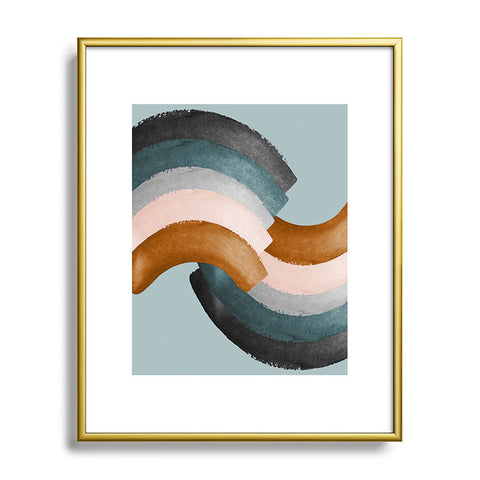 Gale Switzer Brushstroke rainbows teal Metal Framed Art Print