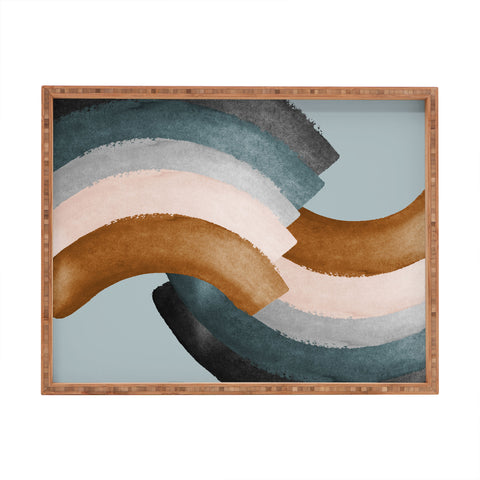 Gale Switzer Brushstroke rainbows teal Rectangular Tray