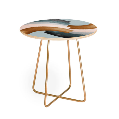 Gale Switzer Brushstroke rainbows teal Round Side Table