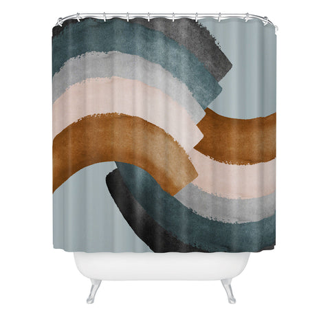 Gale Switzer Brushstroke rainbows teal Shower Curtain