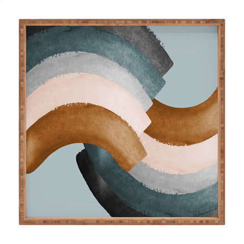 Gale Switzer Brushstroke rainbows teal Square Tray
