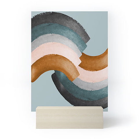 Gale Switzer Brushstroke rainbows teal Mini Art Print