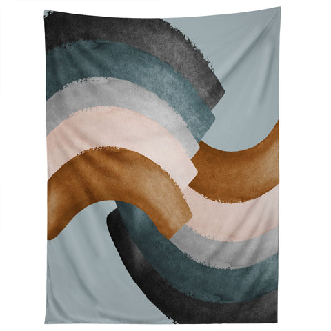 Gale Switzer Brushstroke rainbows teal Tapestry