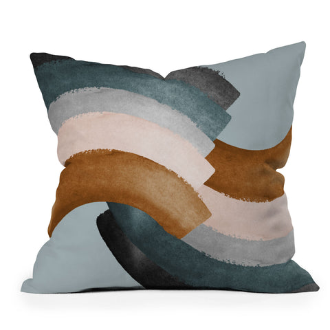 Gale Switzer Brushstroke rainbows teal Throw Pillow