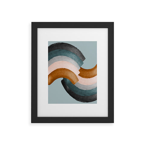 Gale Switzer Brushstroke rainbows teal Framed Art Print