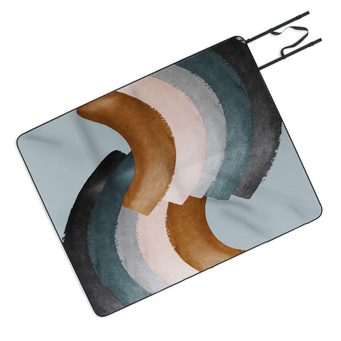 Gale Switzer Brushstroke rainbows teal Picnic Blanket