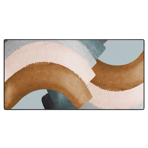 Gale Switzer Brushstroke rainbows teal Desk Mat