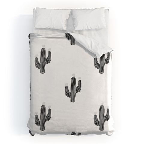 Gale Switzer Cactus Bloom bw Duvet Cover