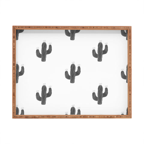 Gale Switzer Cactus Bloom bw Rectangular Tray
