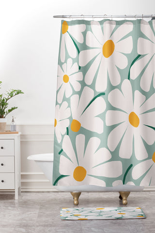 Gale Switzer Daisy fresh Shower Curtain And Mat