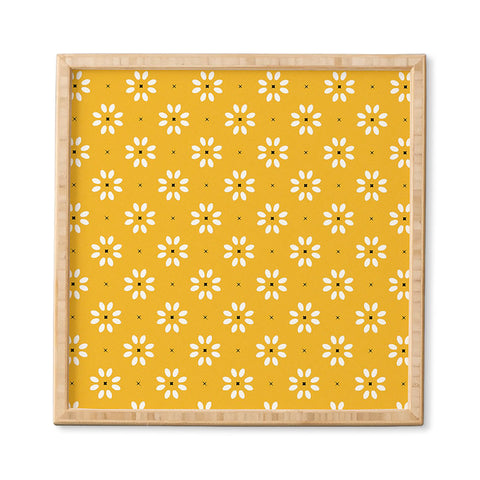Gale Switzer Daisy stitch yellow Framed Wall Art