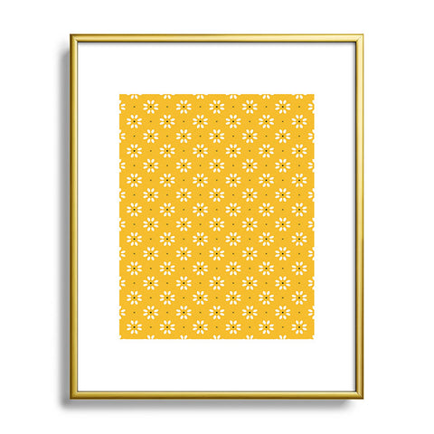 Gale Switzer Daisy stitch yellow Metal Framed Art Print