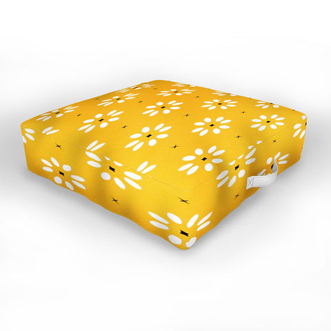 Gale Switzer Daisy stitch yellow Outdoor Floor Cushion