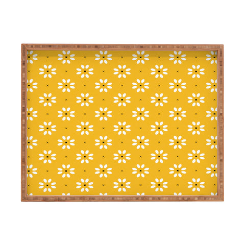 Gale Switzer Daisy stitch yellow Rectangular Tray