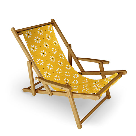 Gale Switzer Daisy stitch yellow Sling Chair