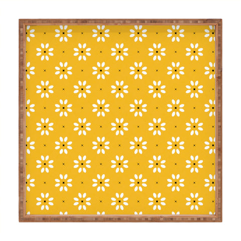 Gale Switzer Daisy stitch yellow Square Tray