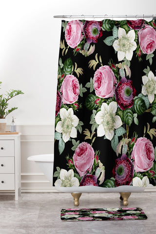 Gale Switzer Floral Enchant night Shower Curtain And Mat