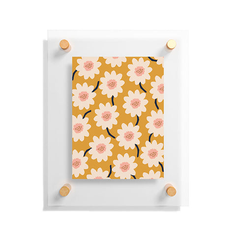 Gale Switzer Flower field yellow Floating Acrylic Print