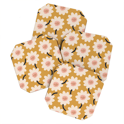 Gale Switzer Flower field yellow Coaster Set
