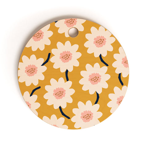 Gale Switzer Flower field yellow Cutting Board Round