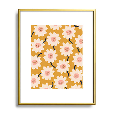 Gale Switzer Flower field yellow Metal Framed Art Print