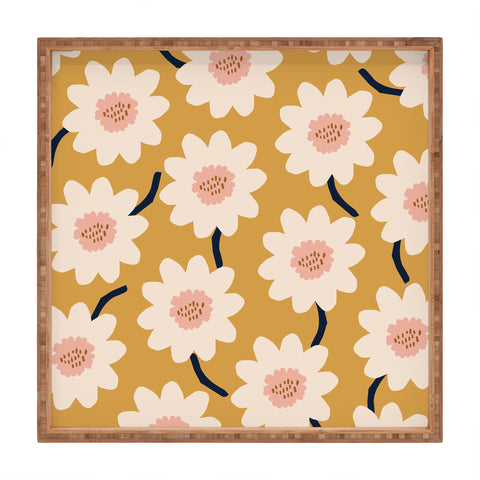 Gale Switzer Flower field yellow Square Tray