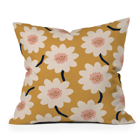 Gale Switzer Flower field yellow Throw Pillow