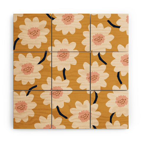 Gale Switzer Flower field yellow Wood Wall Mural