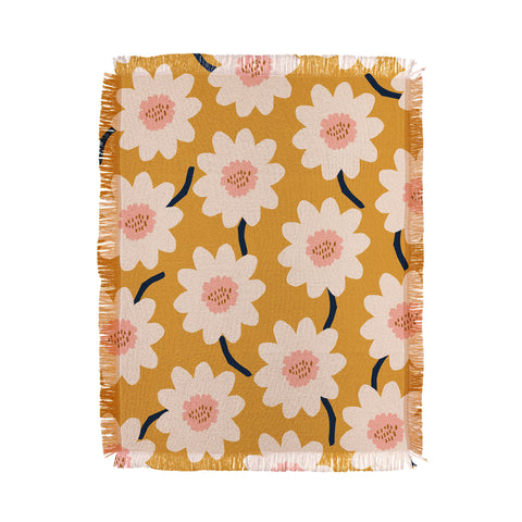 Gale Switzer Flower field yellow Throw Blanket
