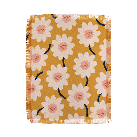 Gale Switzer Flower field yellow Throw Blanket
