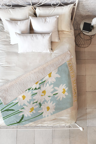 Gale Switzer Flower Market Oxeye daisies II Fleece Throw Blanket