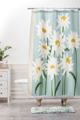 Gale Switzer Flower Market Oxeye daisies II Shower Curtain And Mat