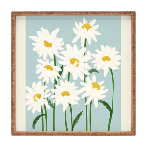Gale Switzer Flower Market Oxeye daisies II Square Tray