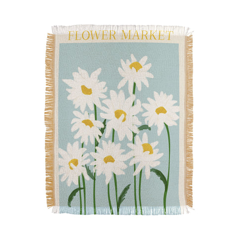 Gale Switzer Flower Market Oxeye daisies II Throw Blanket