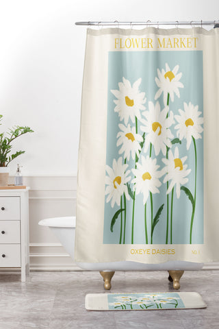 Gale Switzer Flower Market Oxeye Daisies Shower Curtain And Mat