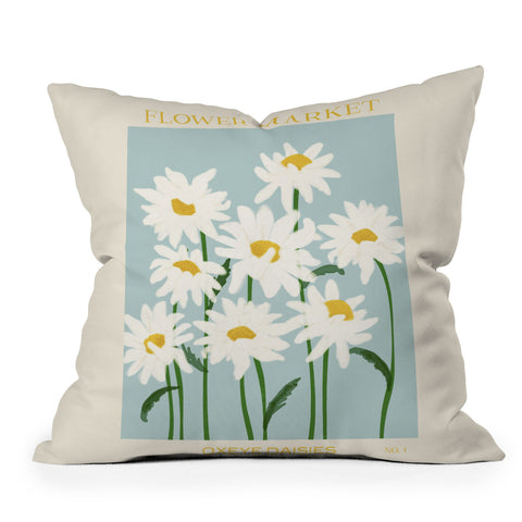 Gale Switzer Flower Market Oxeye Daisies Throw Pillow