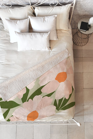 Gale Switzer Freyas flower greenery Fleece Throw Blanket