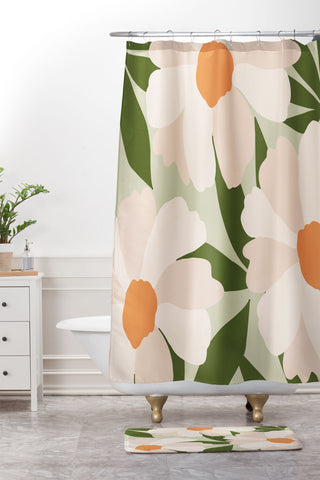 Gale Switzer Freyas flower greenery Shower Curtain And Mat