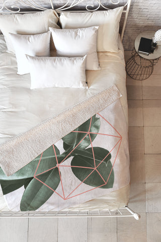 Gale Switzer Geometric Greenery Fleece Throw Blanket