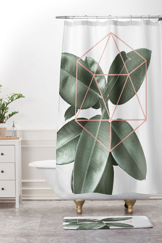Gale Switzer Geometric Greenery Shower Curtain And Mat
