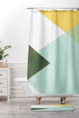 Gale Switzer Geometrics citrus concrete Shower Curtain And Mat