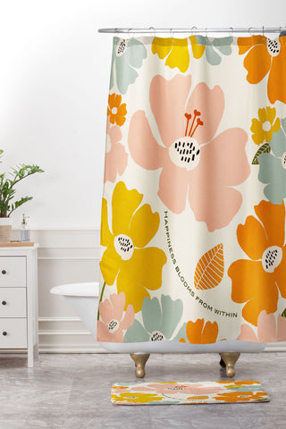 Gale Switzer Happiness blooms Shower Curtain And Mat