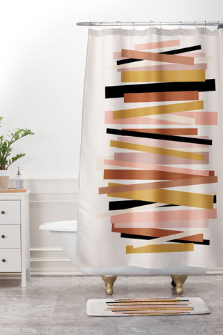 Gale Switzer Linear stack Shower Curtain And Mat
