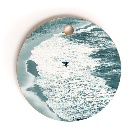 Gale Switzer Lone surfer slate Cutting Board Round