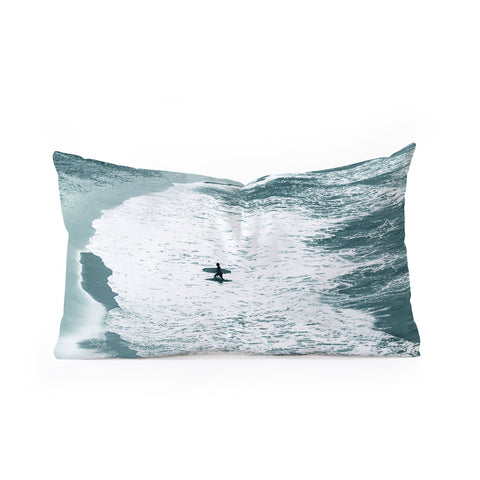 Gale Switzer Lone surfer slate Oblong Throw Pillow