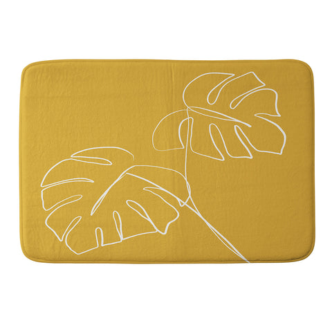 Gale Switzer Monstera minimal yellow Memory Foam Bath Mat