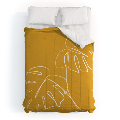 Gale Switzer Monstera minimal yellow Comforter