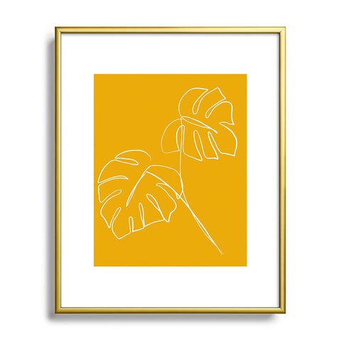 Gale Switzer Monstera minimal yellow Metal Framed Art Print