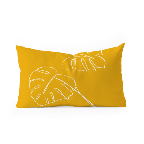 Gale Switzer Monstera minimal yellow Oblong Throw Pillow