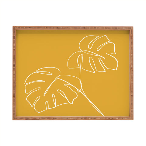 Gale Switzer Monstera minimal yellow Rectangular Tray